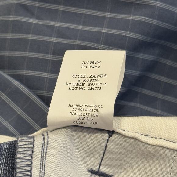 Theory Men’s Blue Plaid Cotton Shorts in Size 32 - Picture 4 of 6